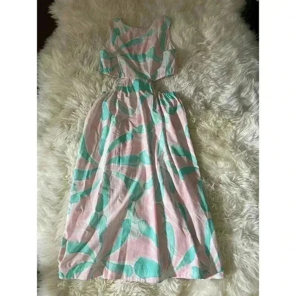 RAILS Midi Dress Candy Mint Cut out L Green Pink Rizo Sleeveless Wedding Guest - Picture 7 of 9